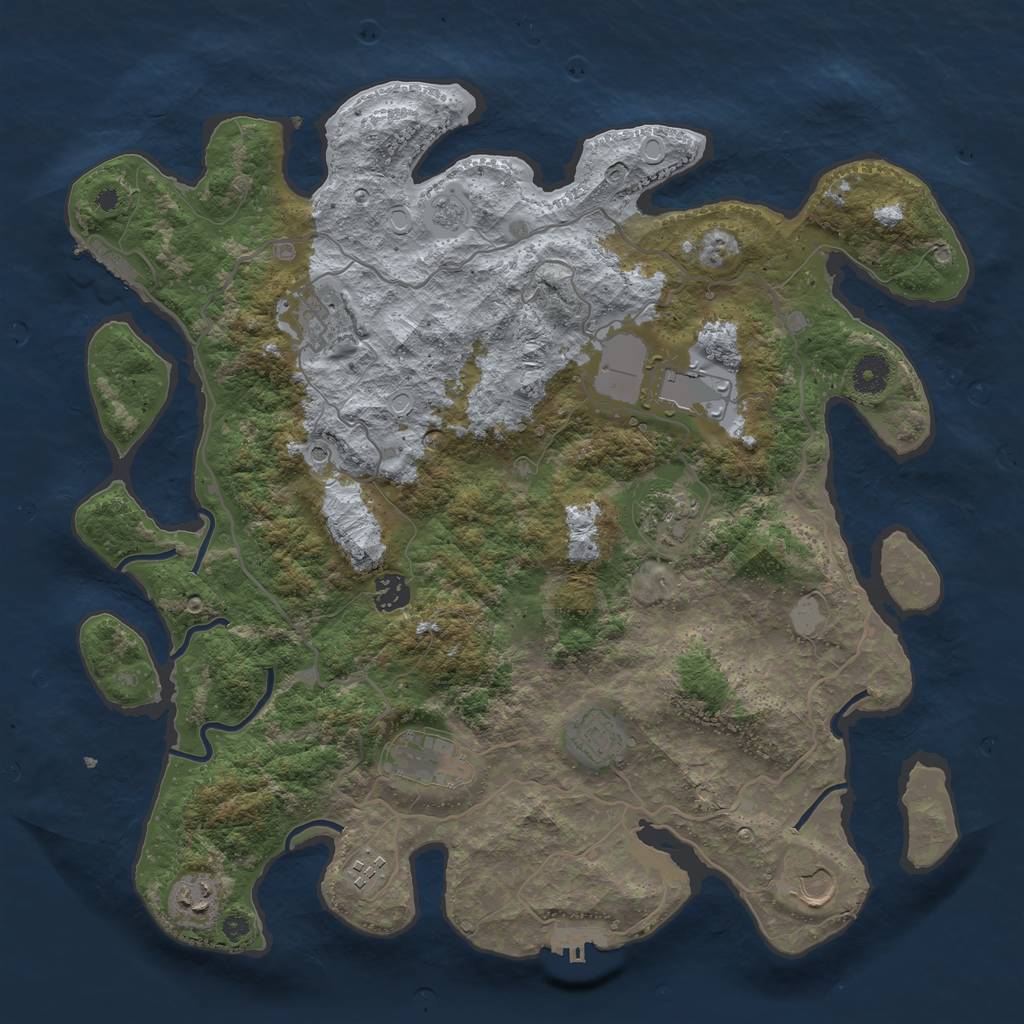 Rust Map: Procedural Map, Size: 4000, Seed: 65327, 16 Monuments