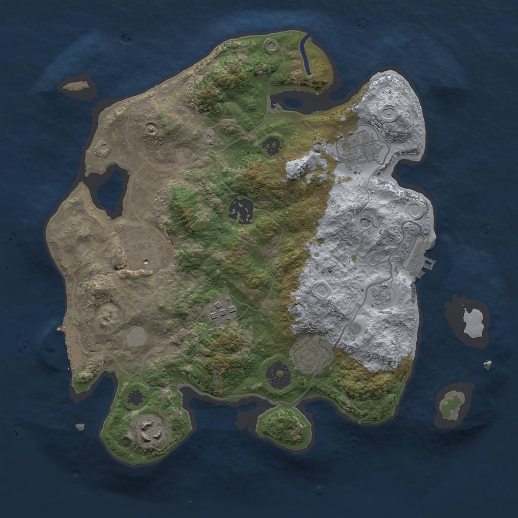 Rust Map: Procedural Map, Size: 3000, Seed: 1096588610, 13 Monuments