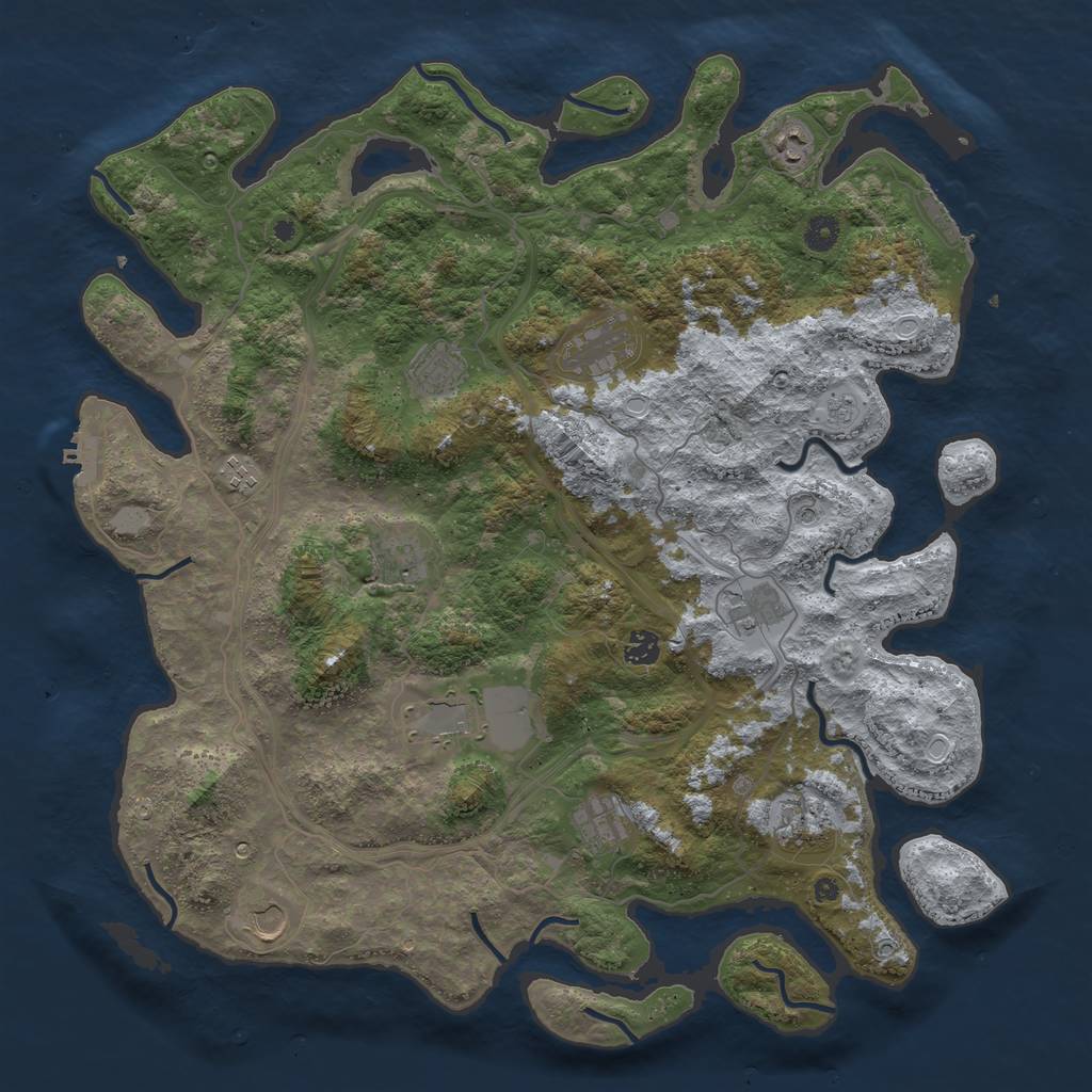 Rust Map: Procedural Map, Size: 4500, Seed: 1900138109, 18 Monuments