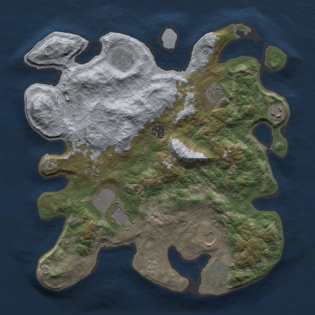 Rust Map: Barren, Size: 3500, Seed: 72197242, 12 Monuments