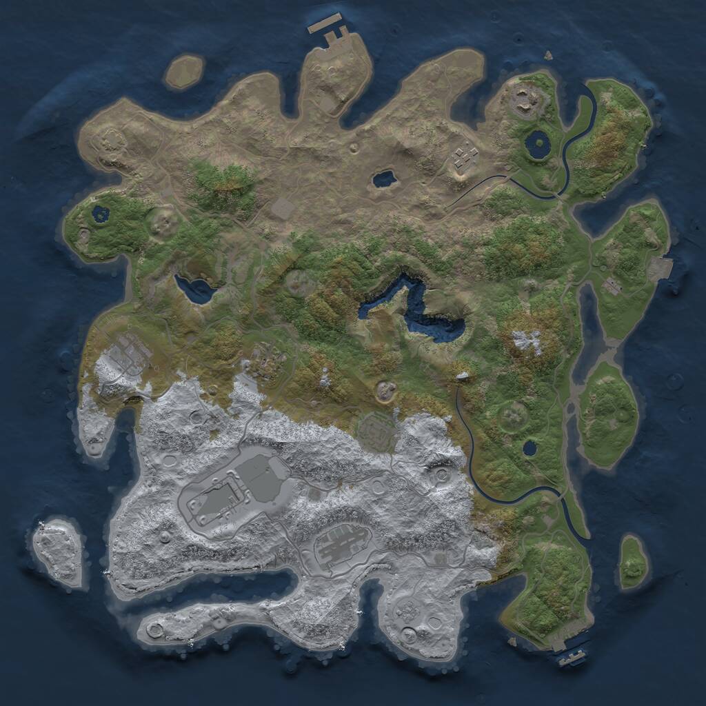Rust Map: Procedural Map, Size: 4000, Seed: 1579078472, 13 Monuments