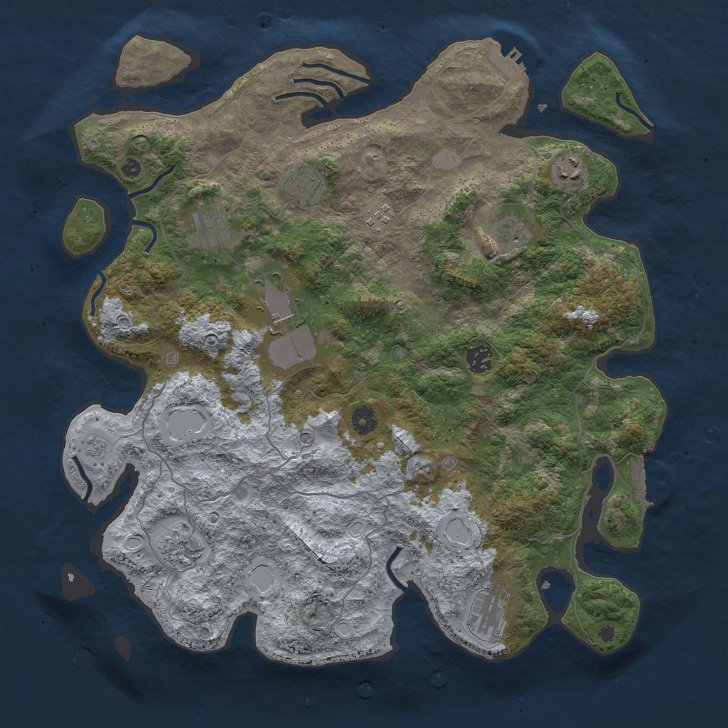 Rust Map: Procedural Map, Size: 4000, Seed: 135234, 16 Monuments