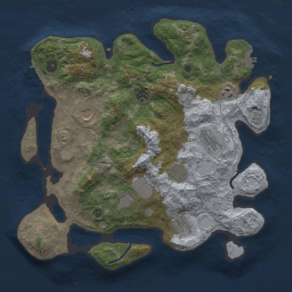 Rust Map: Procedural Map, Size: 3550, Seed: 385292, 15 Monuments