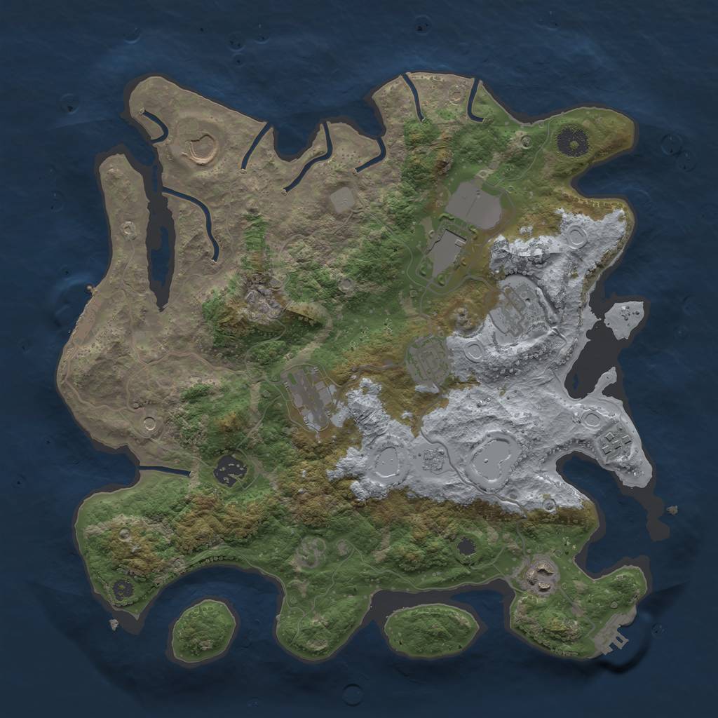 Rust Map: Procedural Map, Size: 3550, Seed: 775282, 15 Monuments
