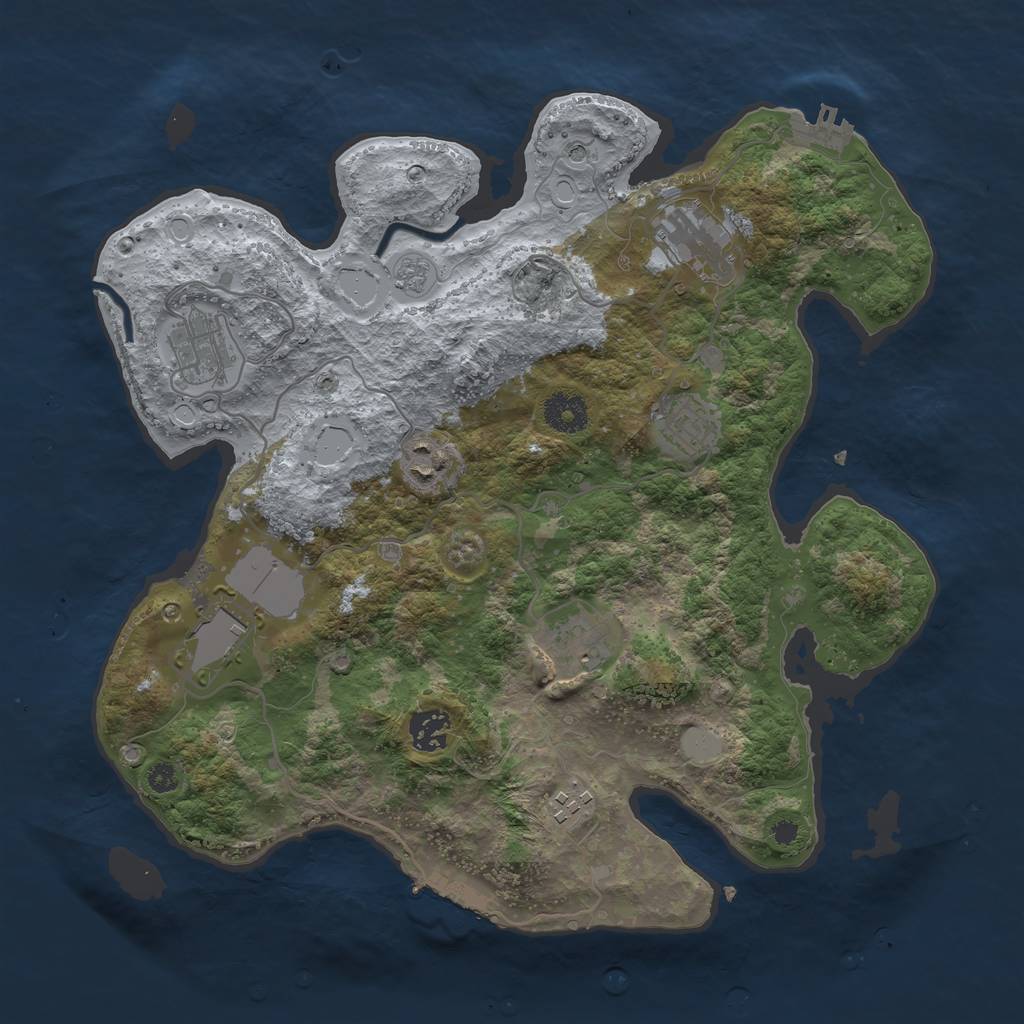 Rust Map: Procedural Map, Size: 3550, Seed: 833955, 15 Monuments