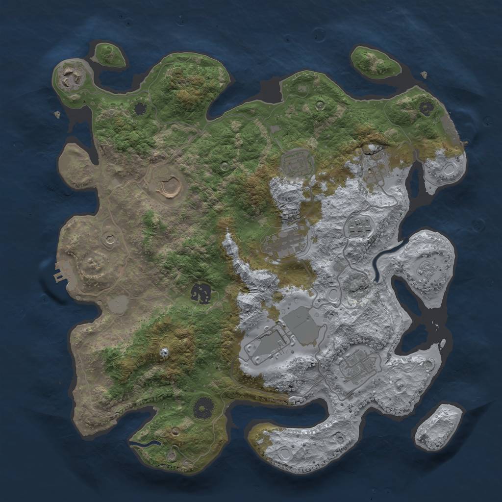 Rust Map: Procedural Map, Size: 3550, Seed: 584211, 16 Monuments