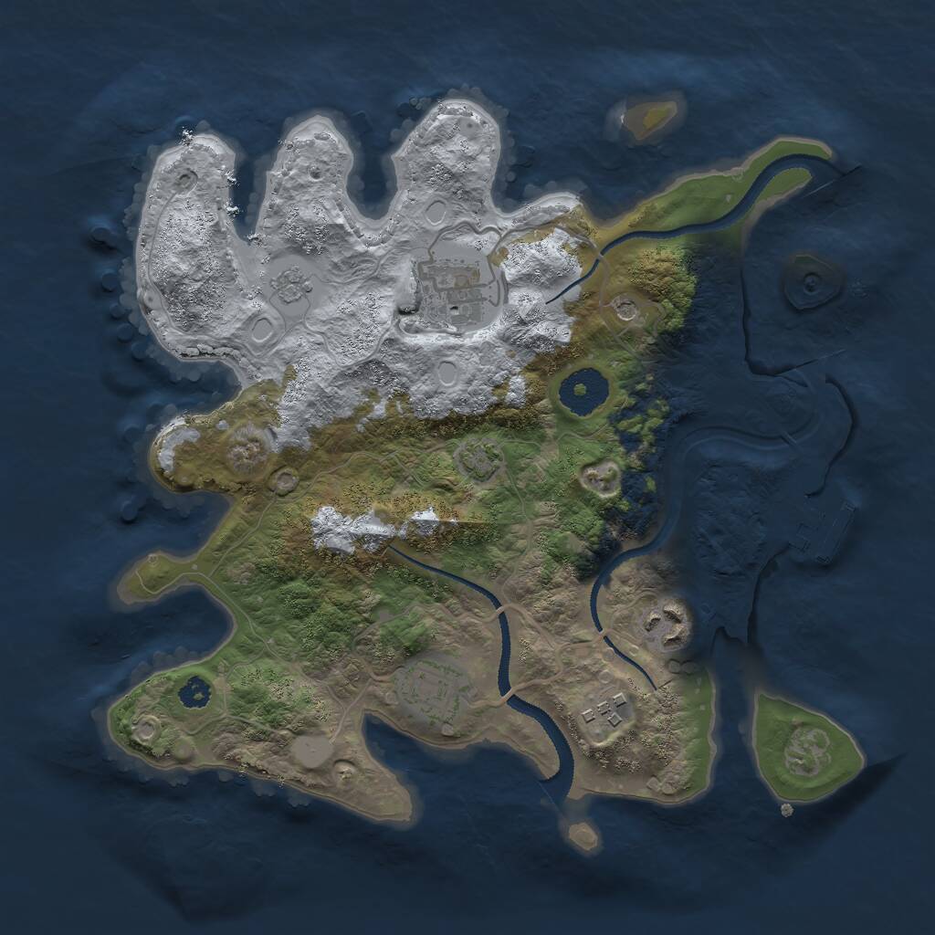 Rust Map: Procedural Map, Size: 3000, Seed: 16677, 9 Monuments