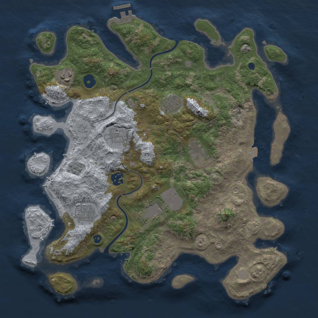 Rust Map: Procedural Map, Size: 3700, Seed: 781516206, 13 Monuments