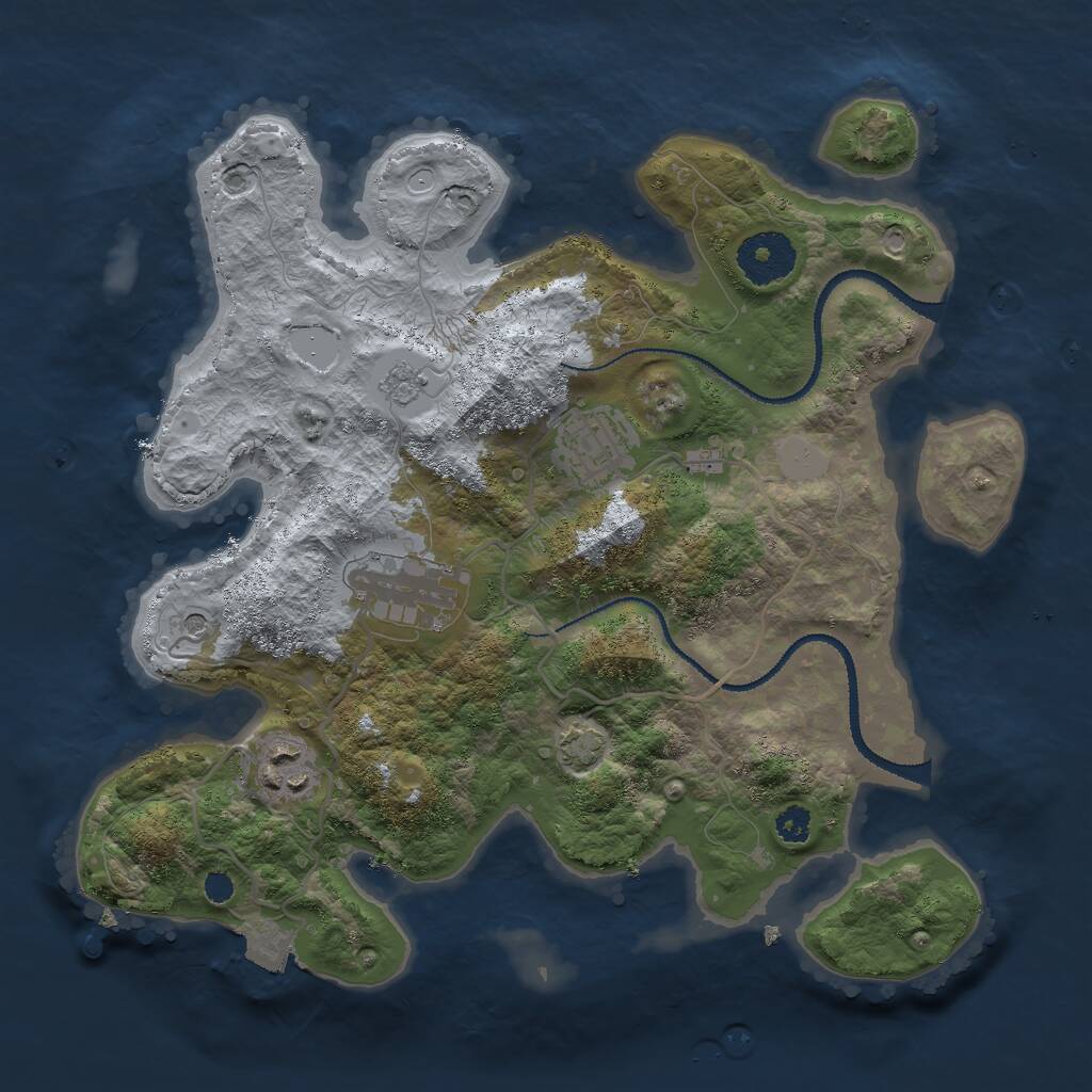 Rust Map: Procedural Map, Size: 3000, Seed: 22562, 7 Monuments