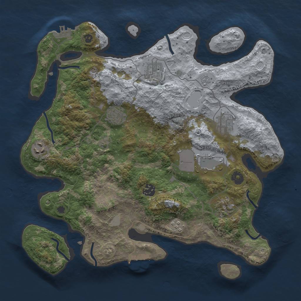 Rust Map: Procedural Map, Size: 3550, Seed: 400113, 15 Monuments