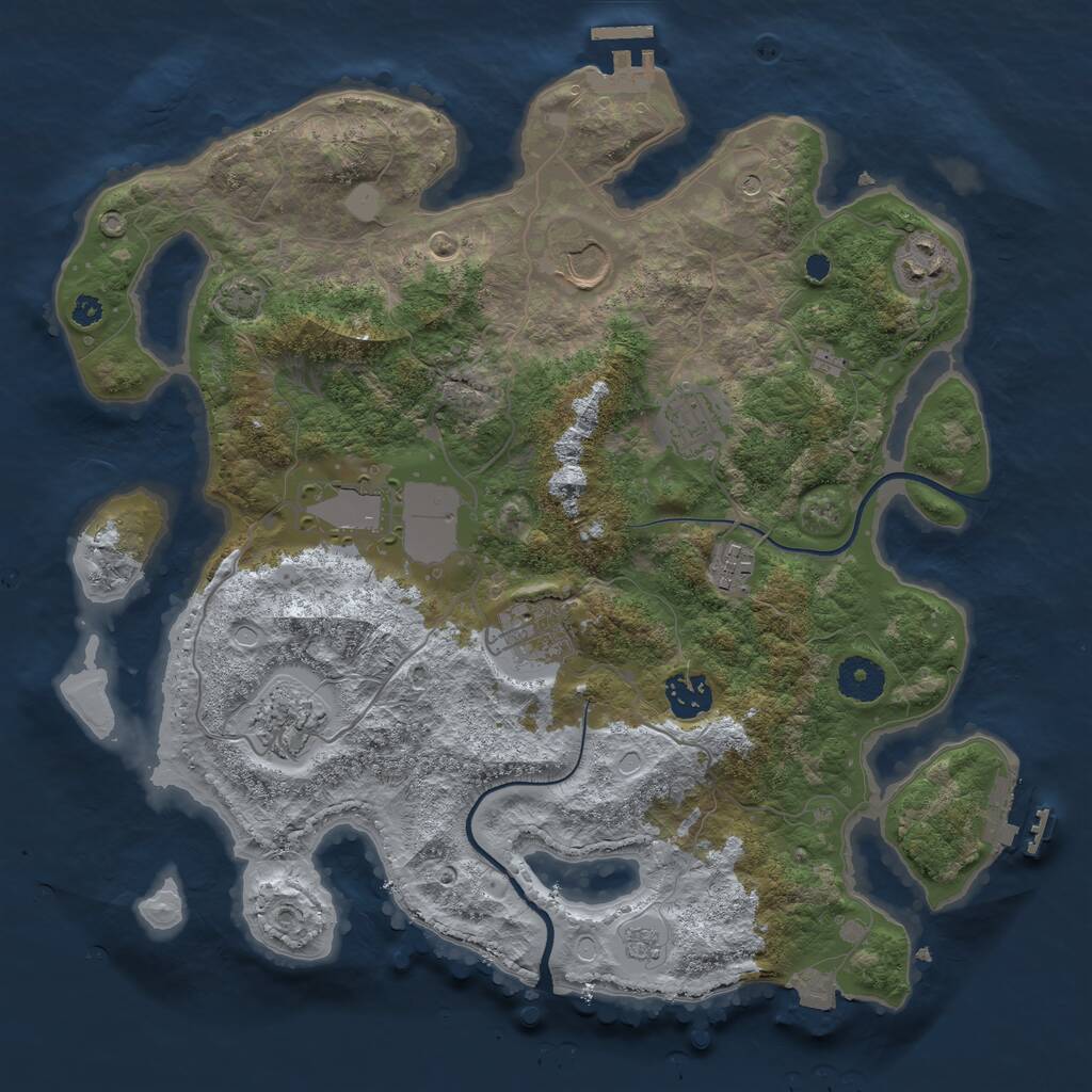 Rust Map: Procedural Map, Size: 3550, Seed: 47002, 14 Monuments