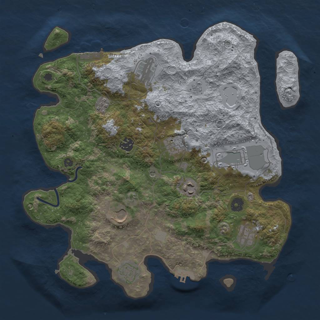 Rust Map: Procedural Map, Size: 3500, Seed: 484406257, 16 Monuments