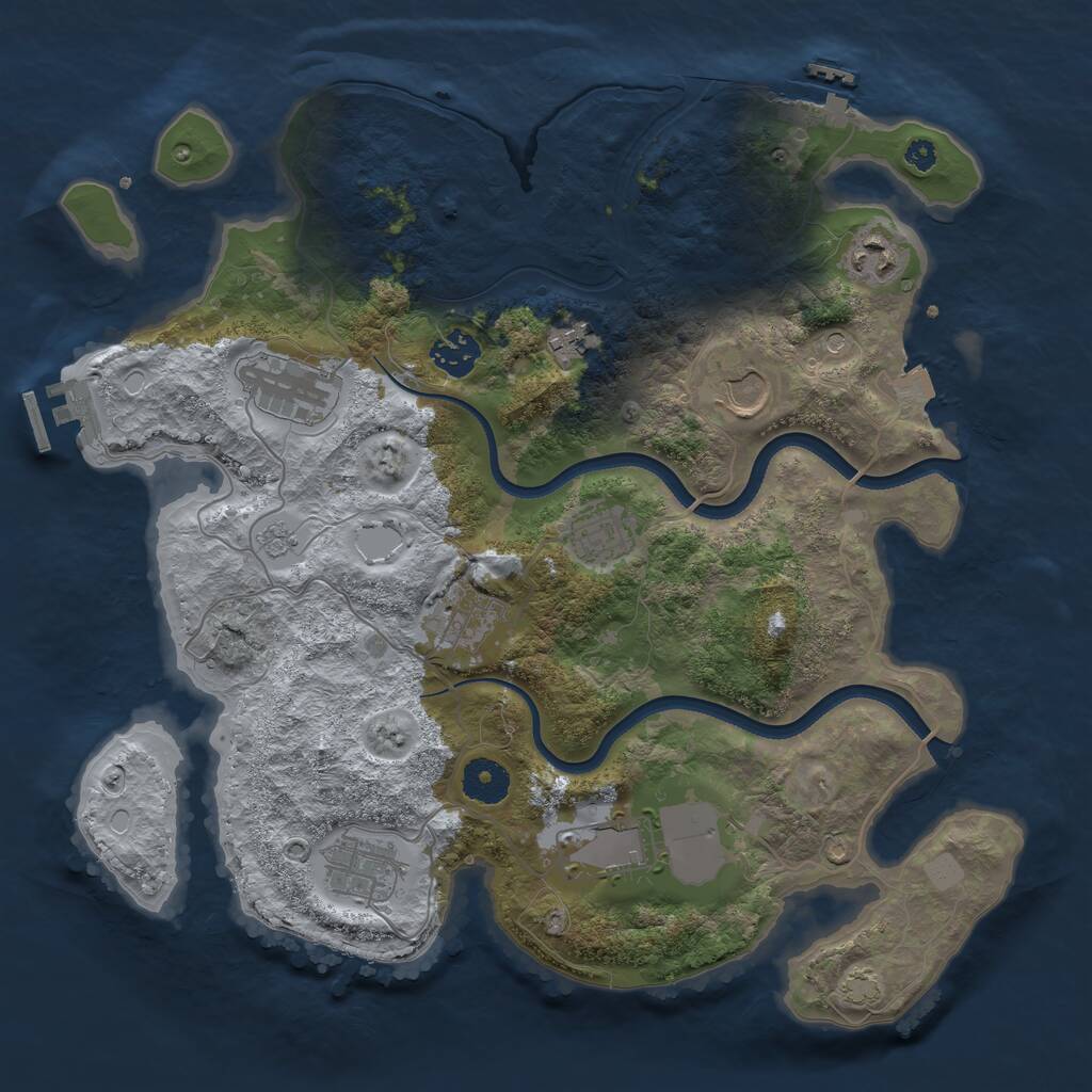 Rust Map: Procedural Map, Size: 3550, Seed: 886289, 15 Monuments
