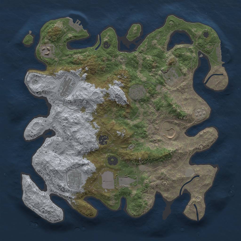 Rust Map: Procedural Map, Size: 3550, Seed: 773428, 16 Monuments