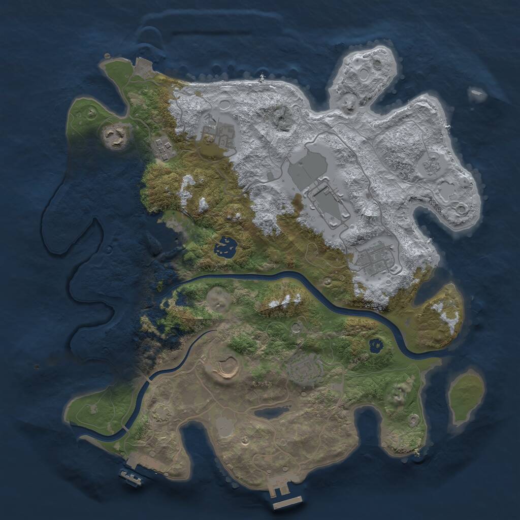 Rust Map: Procedural Map, Size: 3550, Seed: 166143, 15 Monuments