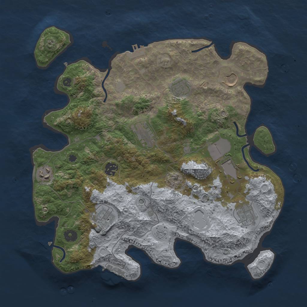 Rust Map: Procedural Map, Size: 3550, Seed: 717405, 15 Monuments
