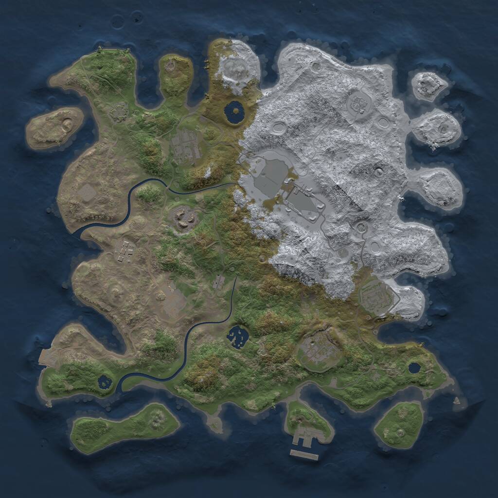 Rust Map: Procedural Map, Size: 3550, Seed: 329772, 13 Monuments