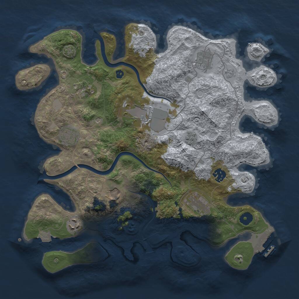 Rust Map: Procedural Map, Size: 3550, Seed: 329772, 14 Monuments