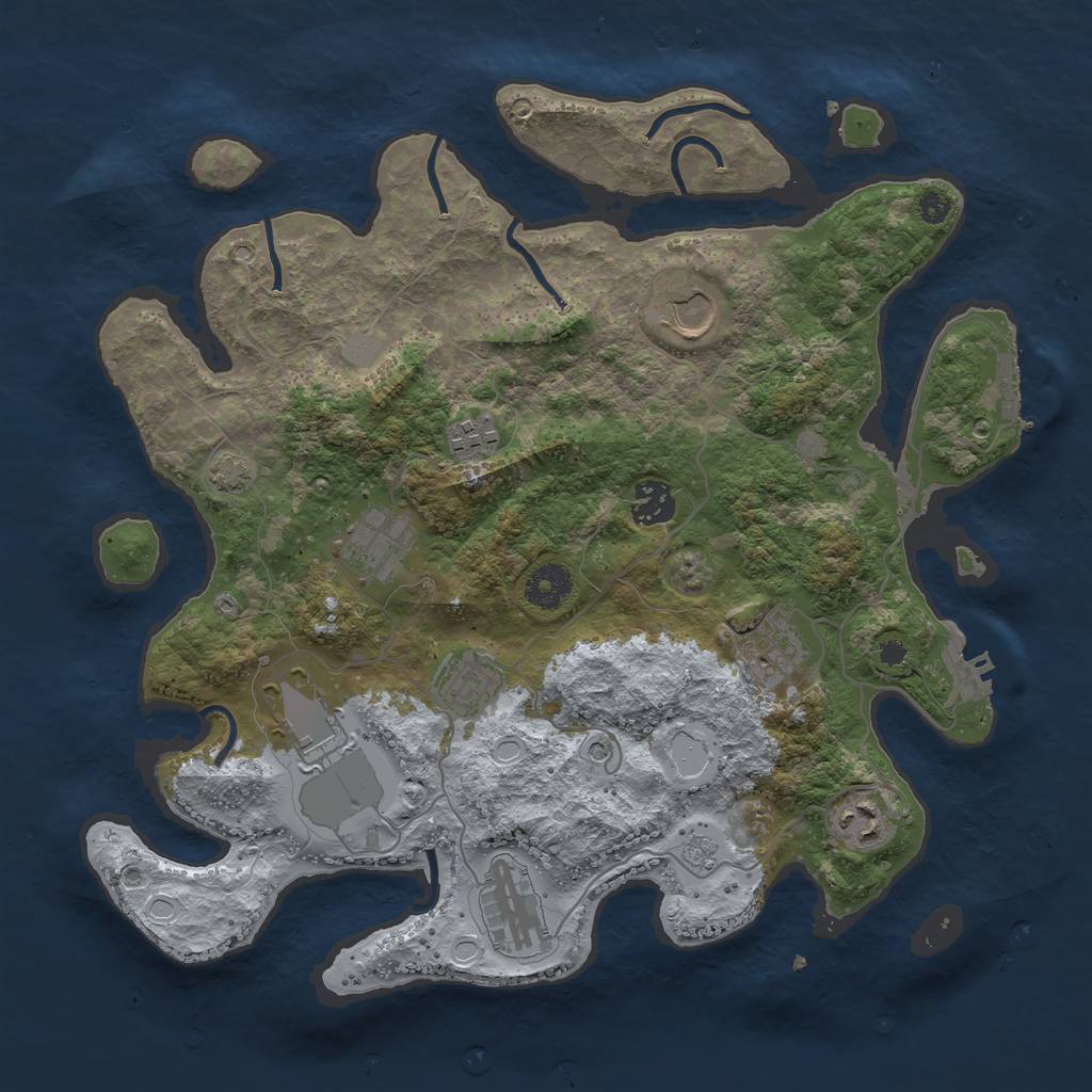 Rust Map: Procedural Map, Size: 3560, Seed: 972437, 17 Monuments