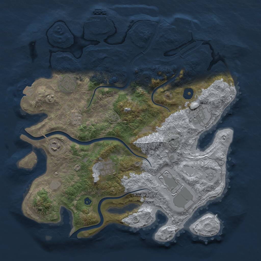 Rust Map: Procedural Map, Size: 3550, Seed: 336106, 12 Monuments