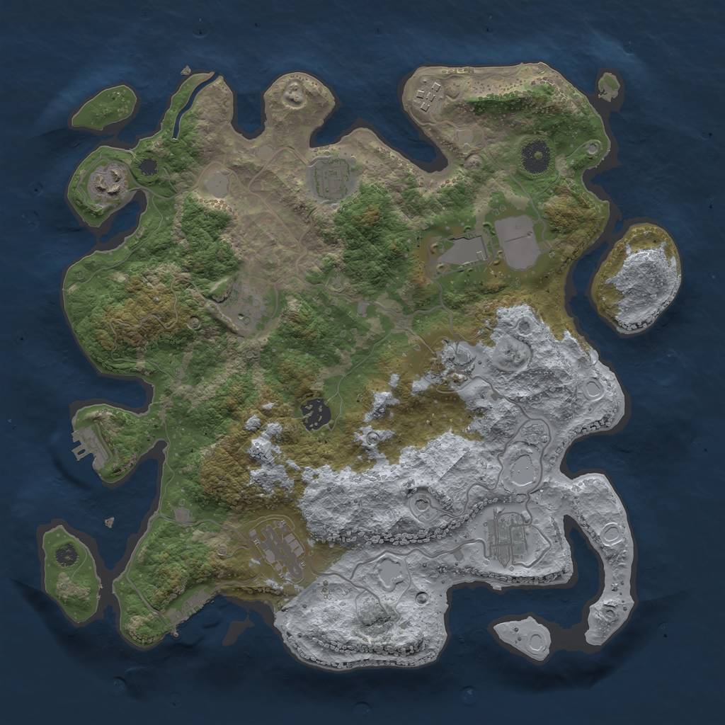 Rust Map: Procedural Map, Size: 3540, Seed: 760196, 16 Monuments