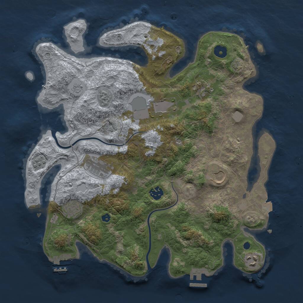 Rust Map: Procedural Map, Size: 3550, Seed: 868908, 14 Monuments