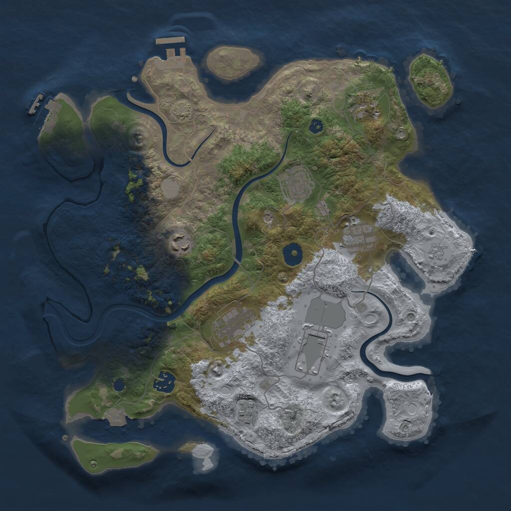 Rust Map: Procedural Map, Size: 3550, Seed: 411769, 14 Monuments