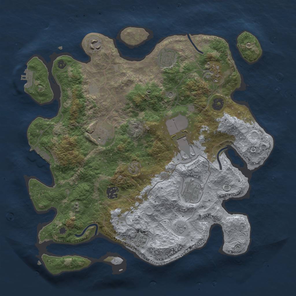 Rust Map: Procedural Map, Size: 3550, Seed: 411769, 15 Monuments