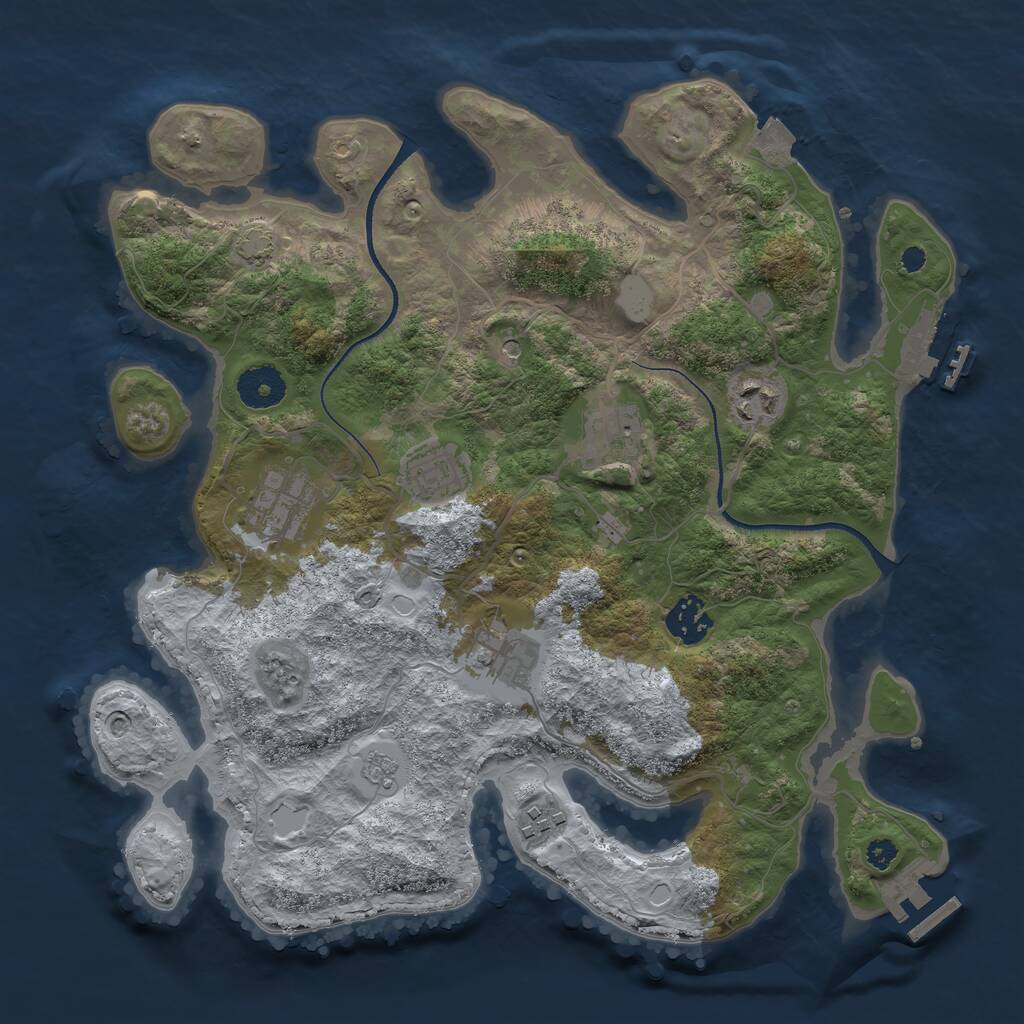 Rust Map: Procedural Map, Size: 3400, Seed: 382725, 13 Monuments