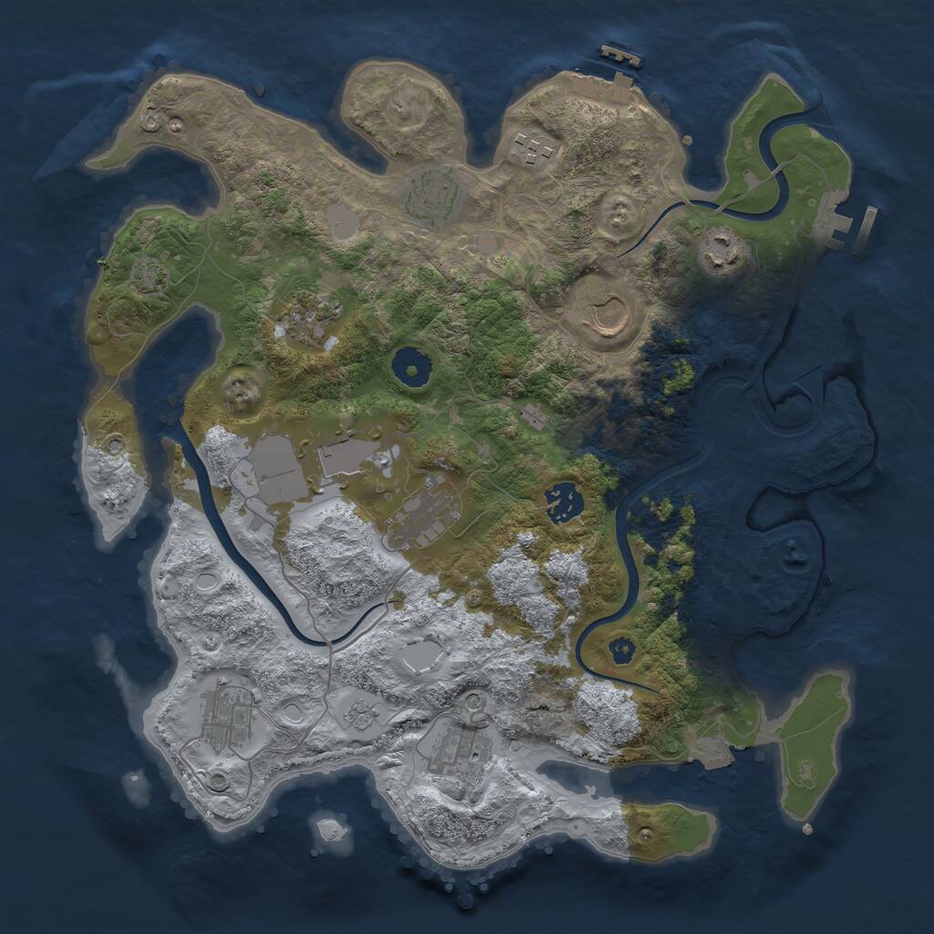 Rust Map: Procedural Map, Size: 3550, Seed: 653010, 16 Monuments