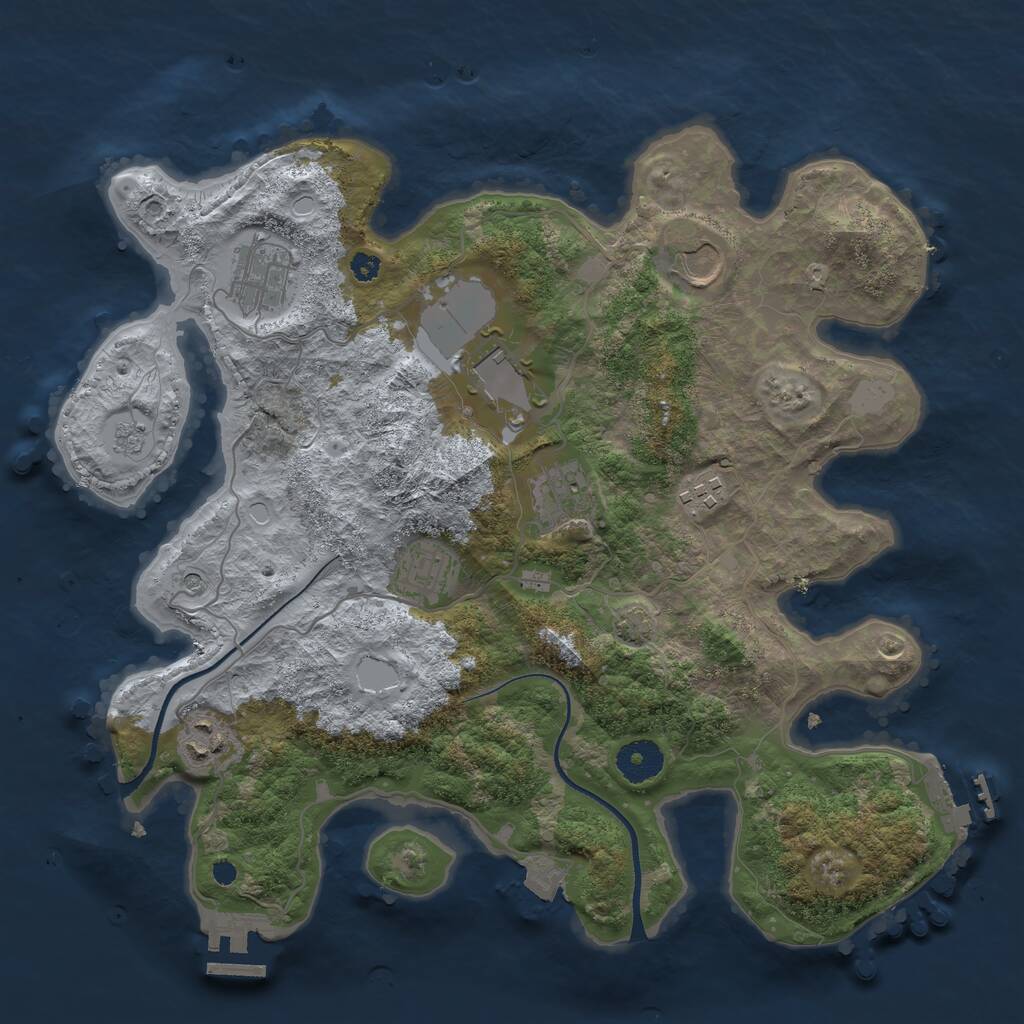 Rust Map: Procedural Map, Size: 3500, Seed: 354987985, 13 Monuments