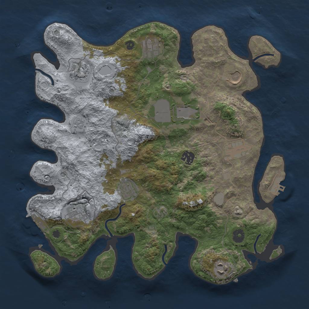Rust Map: Procedural Map, Size: 3540, Seed: 574080, 16 Monuments