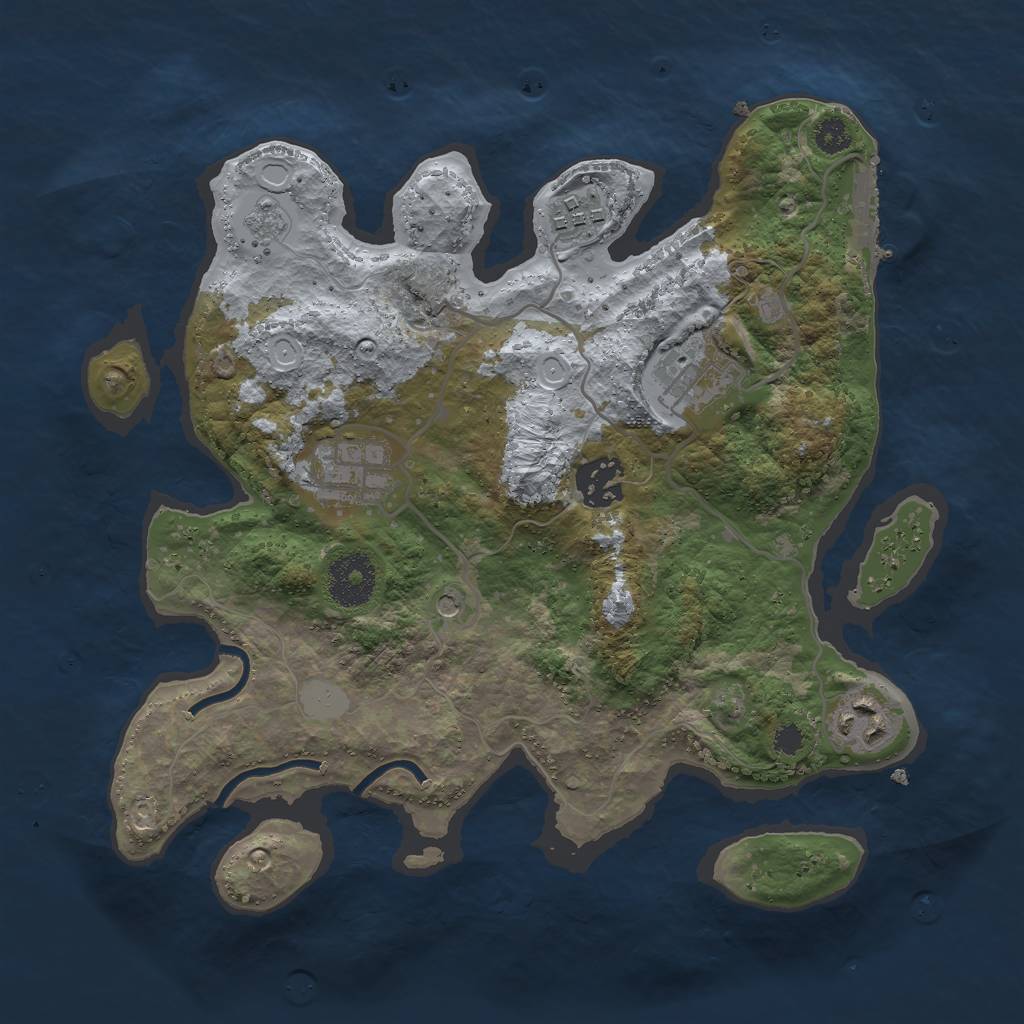 Rust Map: Procedural Map, Size: 3000, Seed: 8677, 11 Monuments