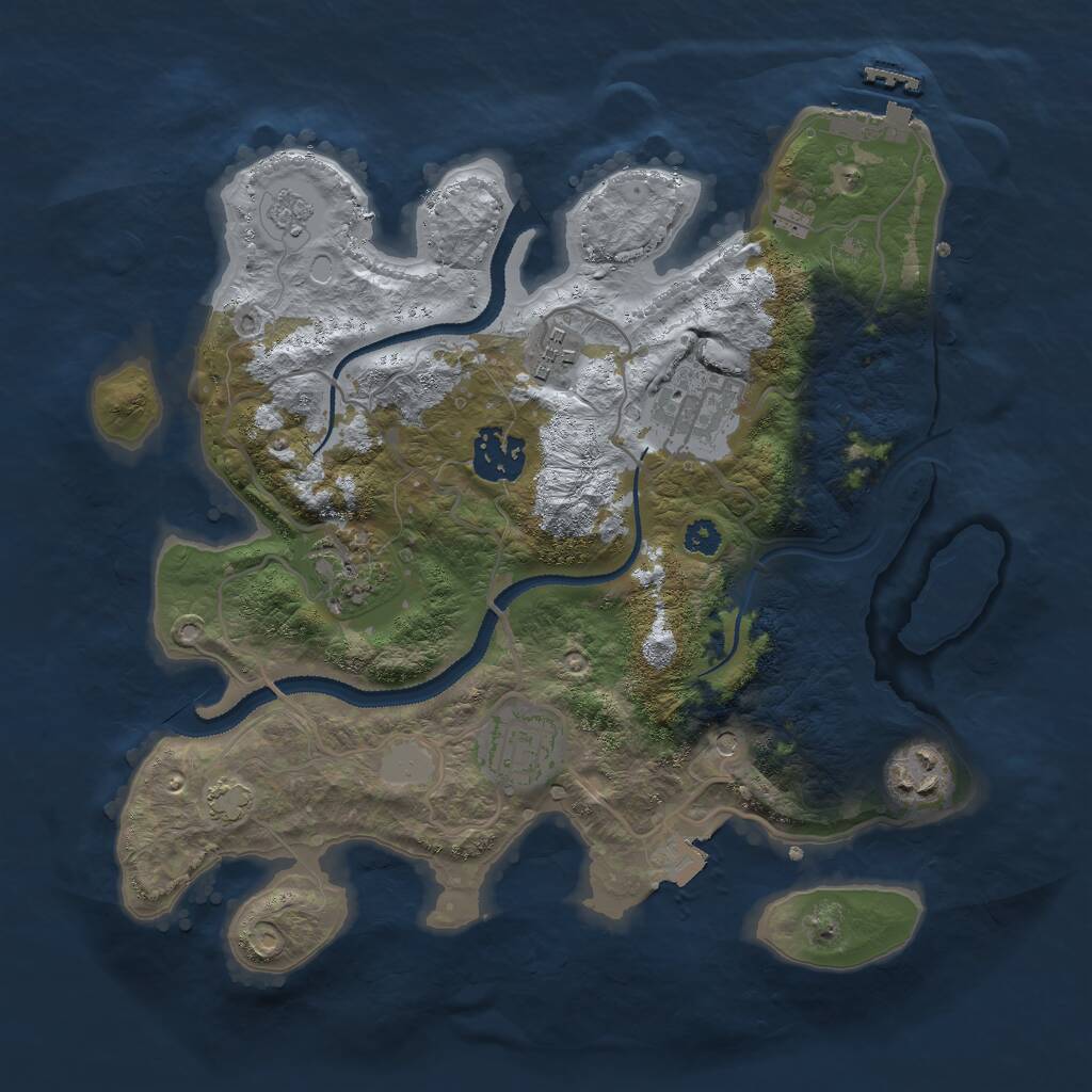 Rust Map: Procedural Map, Size: 3000, Seed: 8677, 11 Monuments