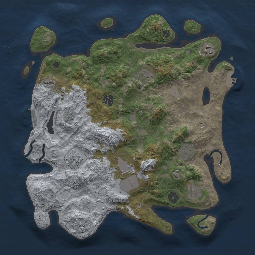 Rust Map: Procedural Map, Size: 3550, Seed: 487587, 15 Monuments