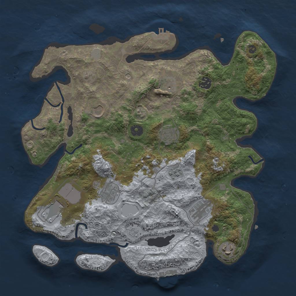 Rust Map: Procedural Map, Size: 3590, Seed: 287267, 16 Monuments