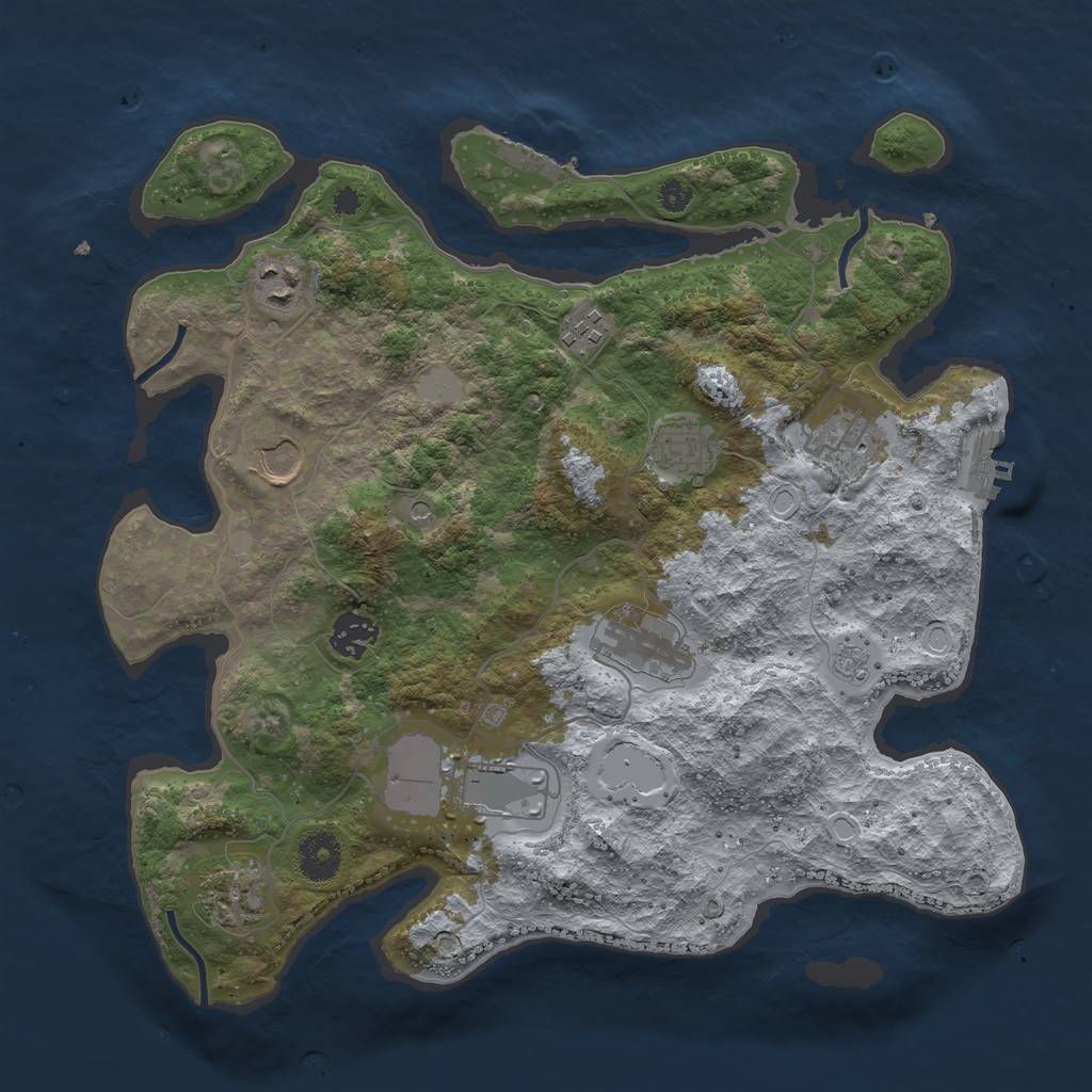 Rust Map: Procedural Map, Size: 3550, Seed: 360362, 16 Monuments