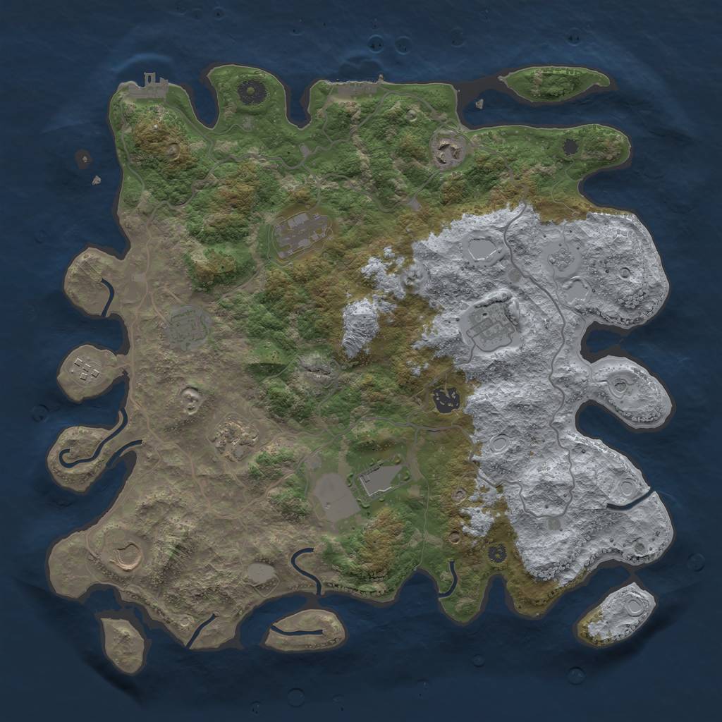 Rust Map: Procedural Map, Size: 4000, Seed: 386955274, 16 Monuments
