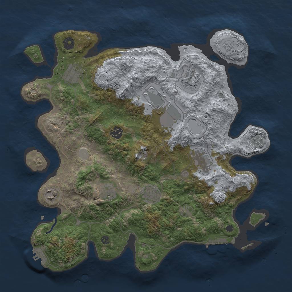 Rust Map: Procedural Map, Size: 3550, Seed: 522277, 16 Monuments