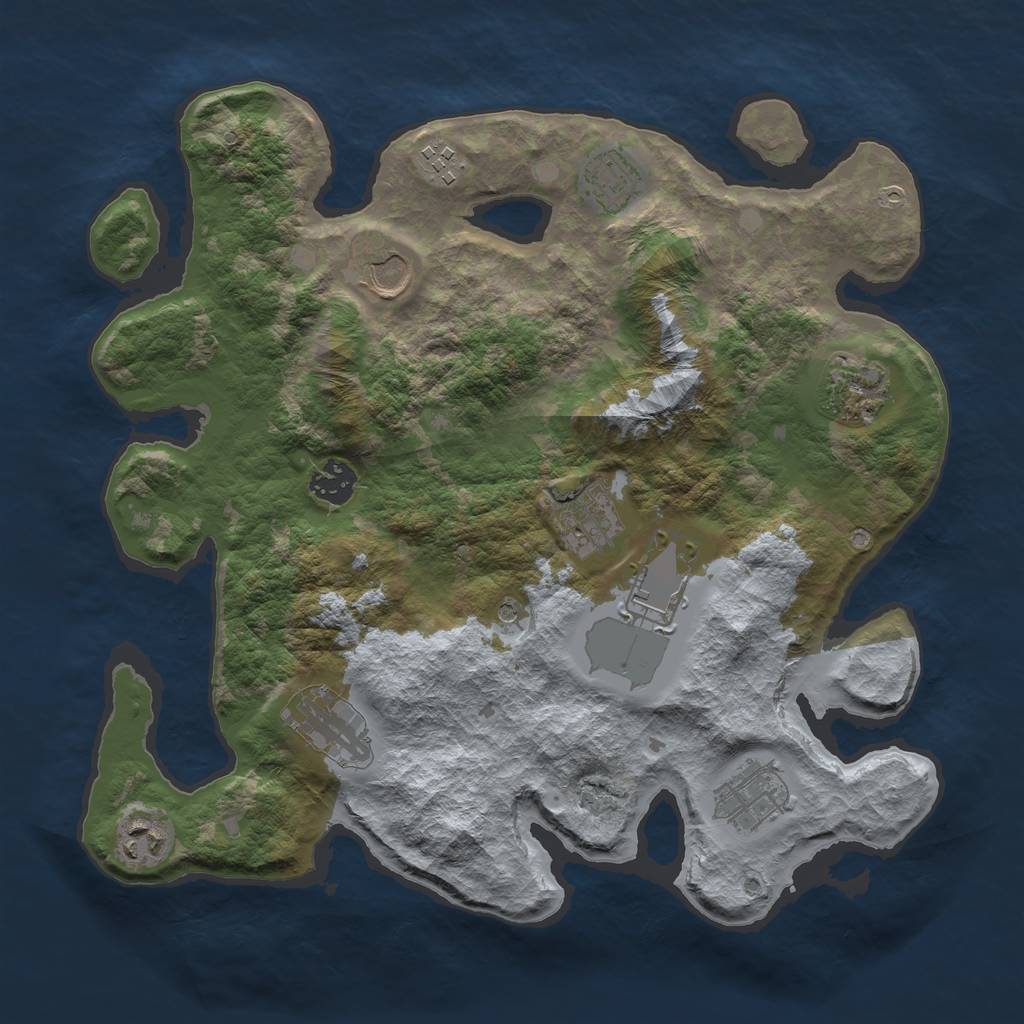 Rust Map: Barren, Size: 3500, Seed: 5878, 13 Monuments