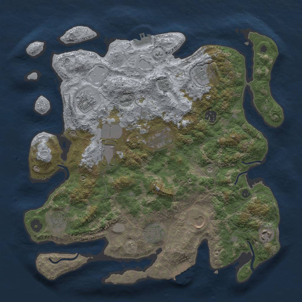 Rust Map: Procedural Map, Size: 3750, Seed: 616223609, 17 Monuments