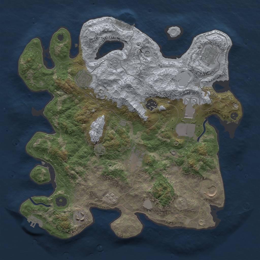 Rust Map: Procedural Map, Size: 3550, Seed: 250956, 16 Monuments
