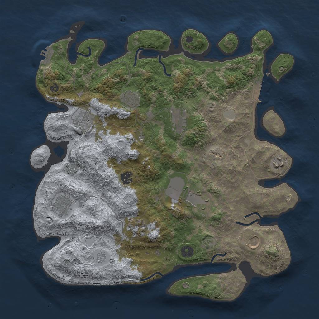 Rust Map: Procedural Map, Size: 3800, Seed: 152218, 17 Monuments