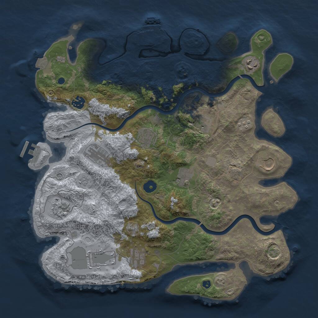 Rust Map: Procedural Map, Size: 3800, Seed: 152218, 17 Monuments