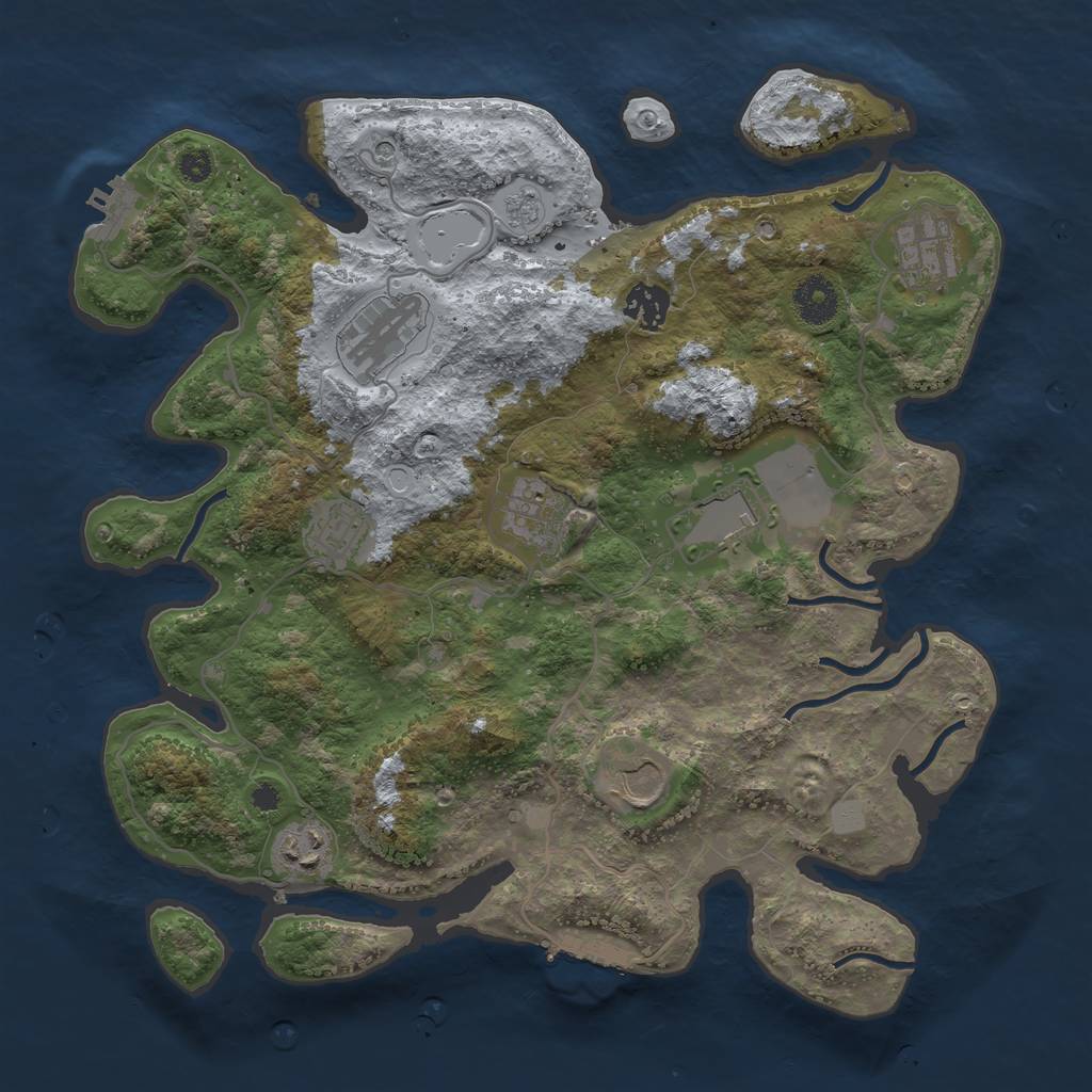 Rust Map: Procedural Map, Size: 3550, Seed: 409030, 15 Monuments