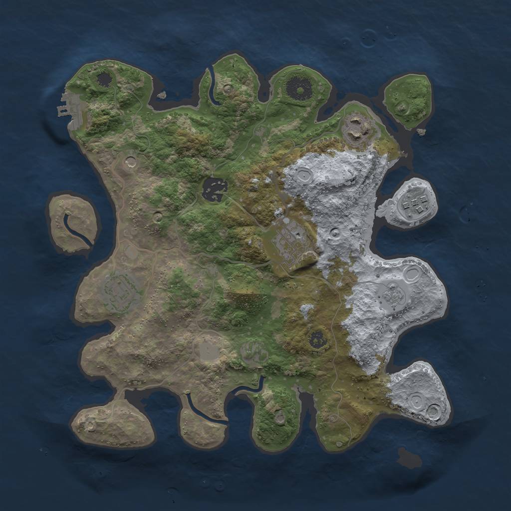 Rust Map: Procedural Map, Size: 3000, Seed: 13215, 11 Monuments