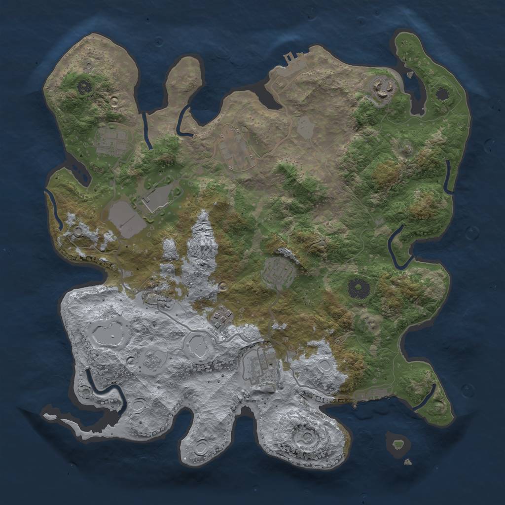 Rust Map: Procedural Map, Size: 3500, Seed: 873404987, 15 Monuments