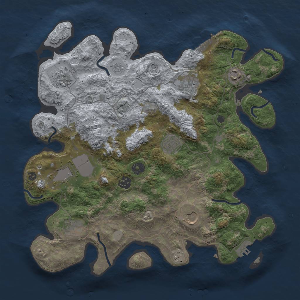 Rust Map: Procedural Map, Size: 3550, Seed: 389904, 16 Monuments