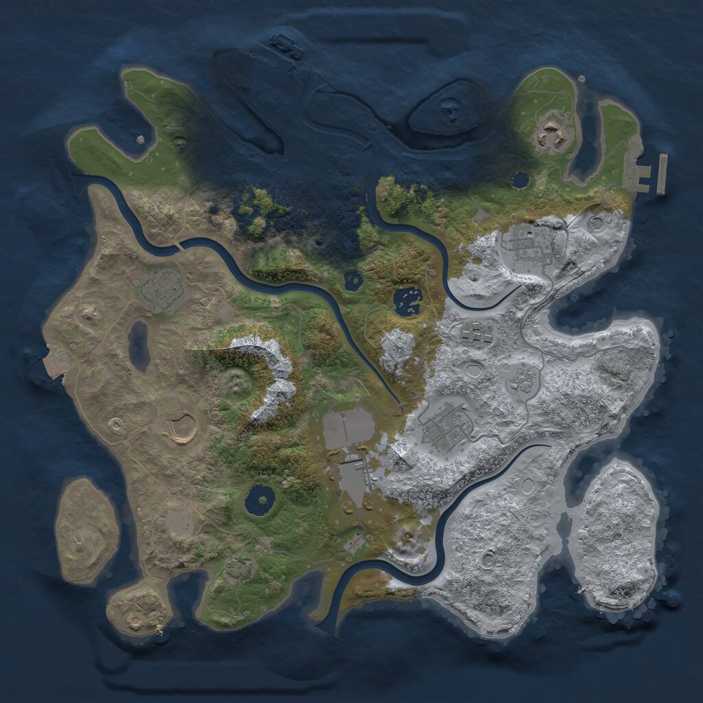 Rust Map: Procedural Map, Size: 3500, Seed: 610968361, 14 Monuments
