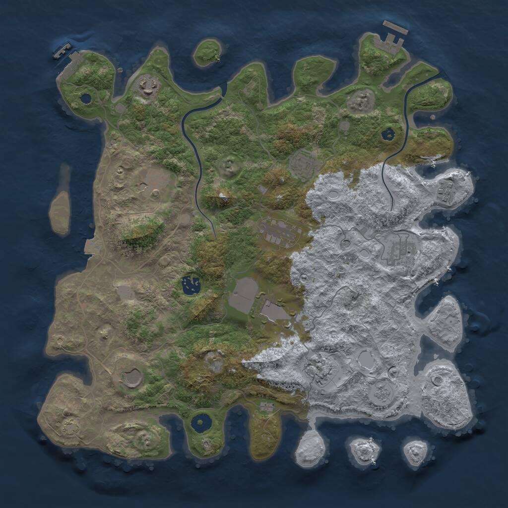 Rust Map: Procedural Map, Size: 3900, Seed: 215, 16 Monuments